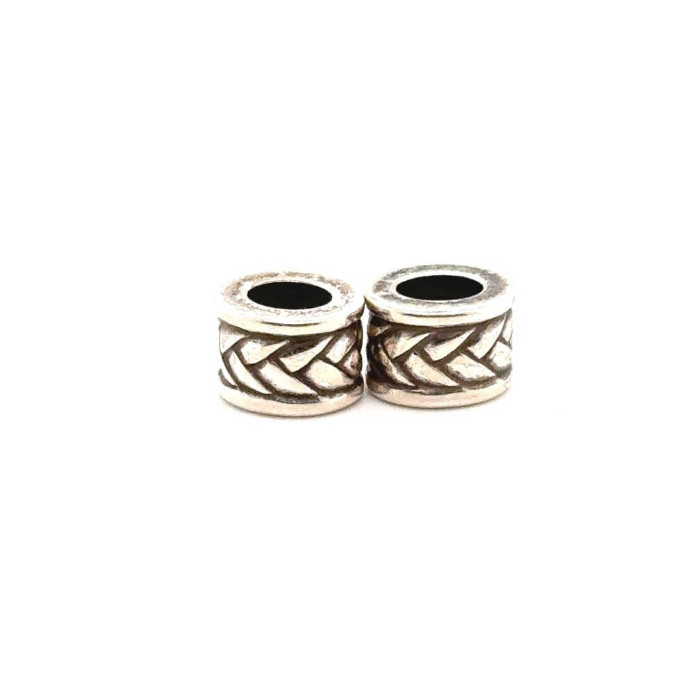 Brighton Silver Tone Braided Barrel Spacer Beads Set of 2